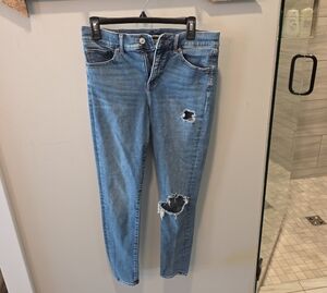 Express Light Blue Distressed Skinny Jeans